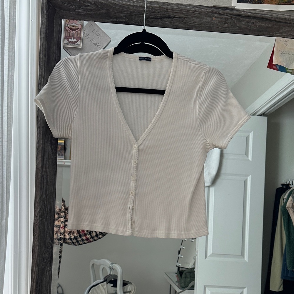Brandy Melville Cream Button-Down Shirt
